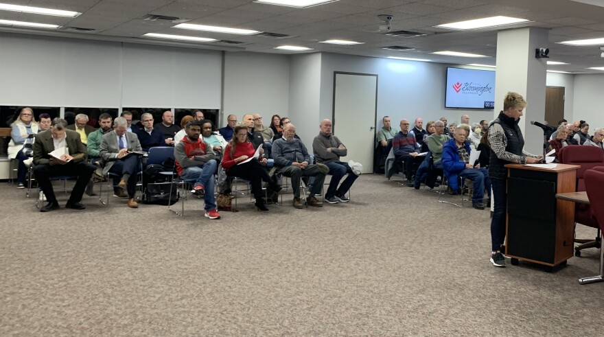 Ashley Pettit addresses the Bloomington City Council at its meeting Monday, Nov. 28, 2022, in the downtown government center