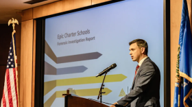 Ben Kincaid, a certified public accountant at Carr, Riggs, & Ingram, presents investigators' findings to the Statewide Charter School Board meeting on Jan. 12, 2026.