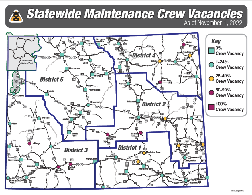 Snow plow crew vacancies as of Nov. 1, 2022