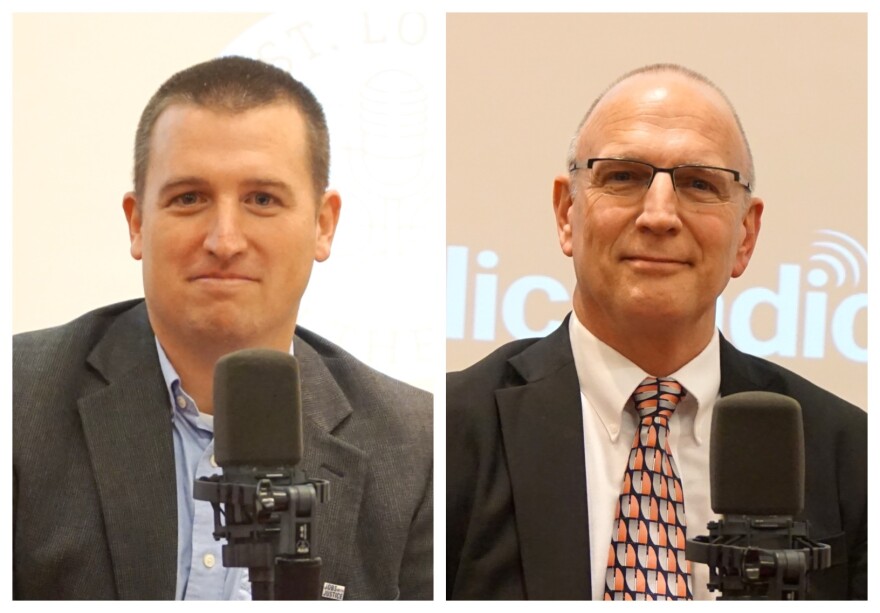 Richard von Glahn, at left, and Ray McCarty debated Proposition B during St. Louis Public Radio's Oct. 24 forum.