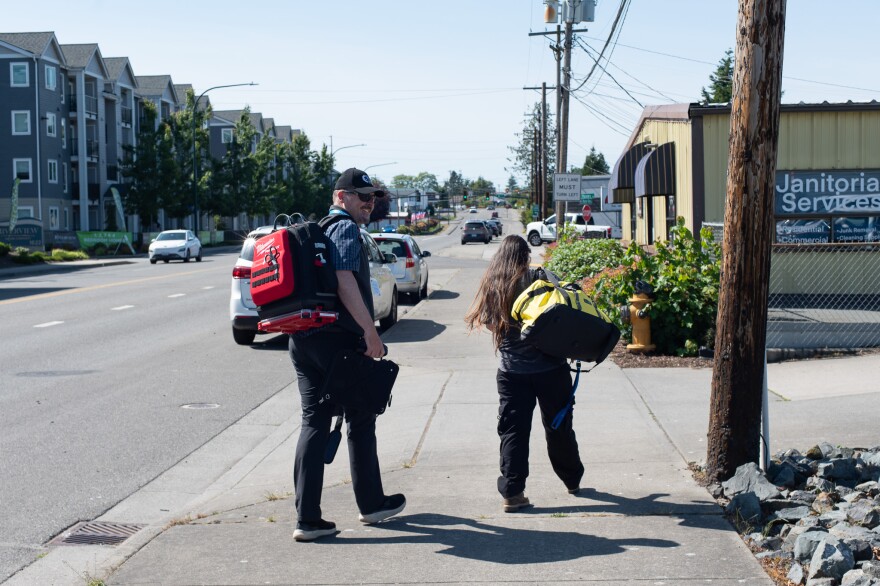 Dr. Robey and another EMOTE team member finish up the day and head back to the health engagement hub in Everett.
