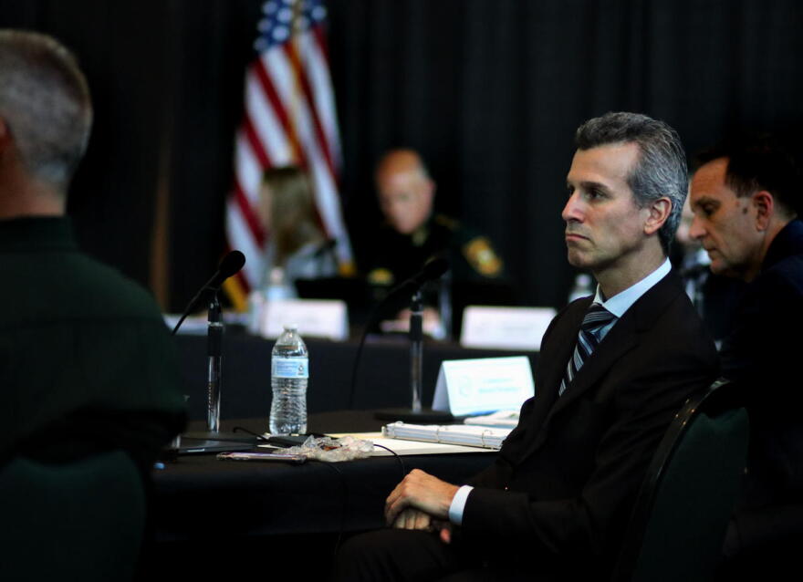 Max Schachter, father of slain Marjory Stoneman Douglas student Alex Schachter, at the Marjory Stoneman Douglas Public Safety Commission meeting on Wednesday, August 8, 2018.