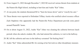 A federal civil rights lawsuit against Paintsville school officials claims they did little about months of ethnic and religious slurs aimed at a student and his mother, who worked for Paintsville High School.