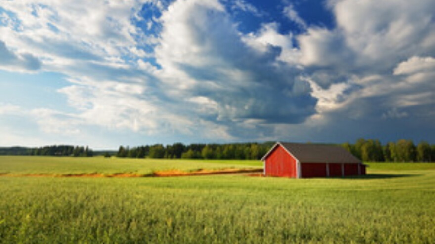 farm, barn, crops, field