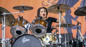 Cindy Blackman Santana perfroms with Carlos Santana during the second weekend of the New Orleans Jazz & Heritage Festival on Thursday, May 1st, 2025, at Fair Grounds Race Course in New Orleans. (Photo by Amy Harris/Invision/AP)