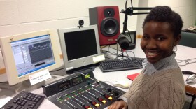 WMUK Producer Erin Williams in the news studio