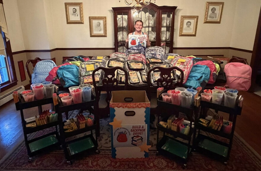 Annie McIntyre, 16, a Scranton Prep junior, donated 60 backpacks filled with school supplies and four "Kindness Karts" for local schools.
