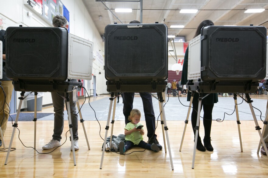 Voters at an Atlanta high school on Election Day 2018. Georgia Gov. Brian Kemp has signed a new law addressing some of the complaints about how that election was run.