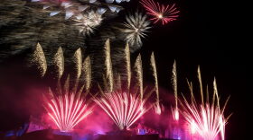 Fireworks light up the sky above Edinburgh Castle as part of Hogmanay celebrations on Dec. 31, 2015 in Edinburgh, Scotland. (Ross Gilmore/Getty Images for Unicef)