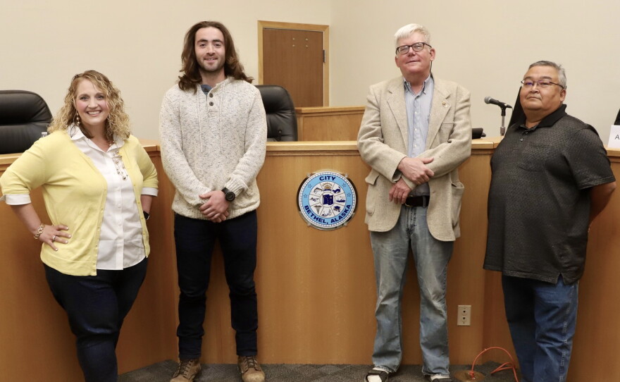 Despite a low turnout of the candidates vying for a seat on the Bethel City Council, contenders enjoyed a civil, yet lively public forum on Monday, September 17. [Left to right] Anny Cochrane, Shadi Rabi, Mark Springer, and Vice Mayor Fred Watson.