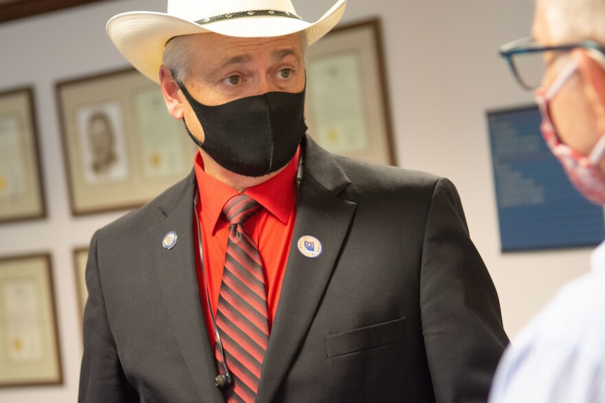 State Senate Minority Leader James Settelmeyer at the Legislature on the twelfth day of the 31st Special Session in Carson City on Sunday, July 19, 2020.