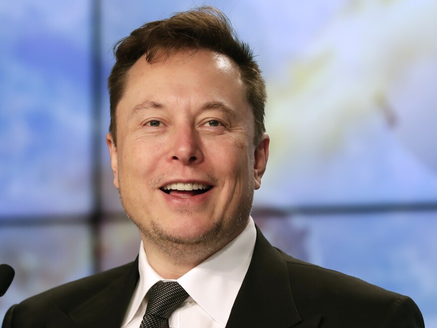 Elon Musk founder, CEO, and chief engineer/designer of SpaceX speaks during a news conference after a Falcon 9 SpaceX rocket test flight at the Kennedy Space Center in Cape Canaveral, Fla, Jan. 19, 2020.