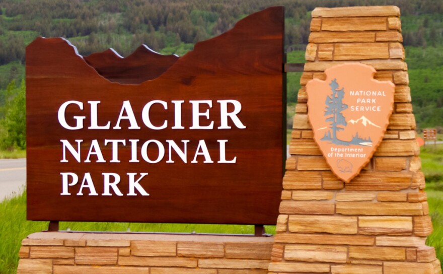 Glacier National Park entrance sign.