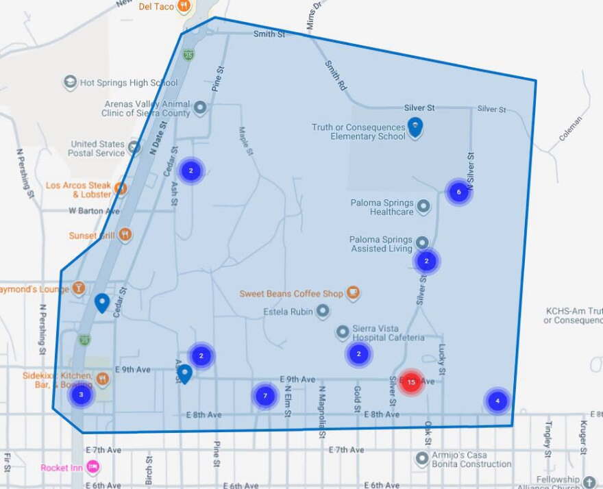 Map of where water shutoffs were in place.