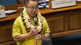 Hawaiʻi Sen. Glenn Wakai speaks during the discussion of the bill that will increase the state's lodging tax, Friday, May 2, 2025, at the state Capitol in Honolulu.