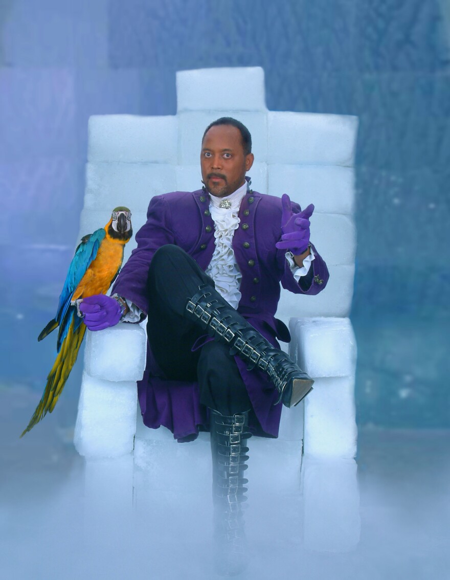 Kenrick "ICE" McDonald performs a number of tricks involving his macaw. ICE, he says, stands for Illusions, Captivation, Enchantment.