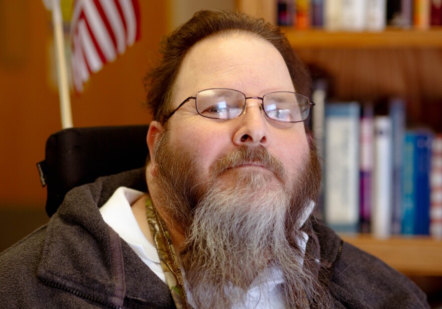 Todd Callahan, a Navy veteran and St. James Veterans Home resident, on Monday, Feb. 7, 2022, at the home in St. James, Missouri.