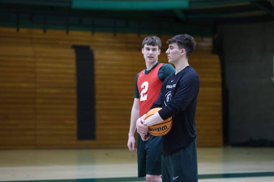 Kieran O’Neil and Brennan Walton at a pre-season practice this past summer.