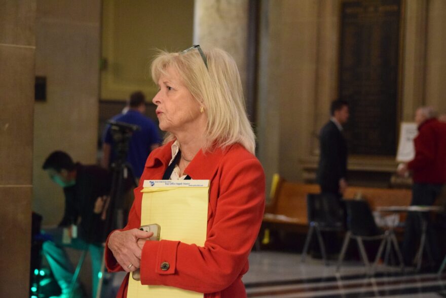 Sen. Liz Brown, R-Fort Wayne, answers questions about redistricting on Tuesday, Nov. 18, 2025, at the Indiana Statehouse.