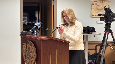 Mayor Carmella Mantello asking the council to pause a vote on Good Cause Eviction legislation Thursday night