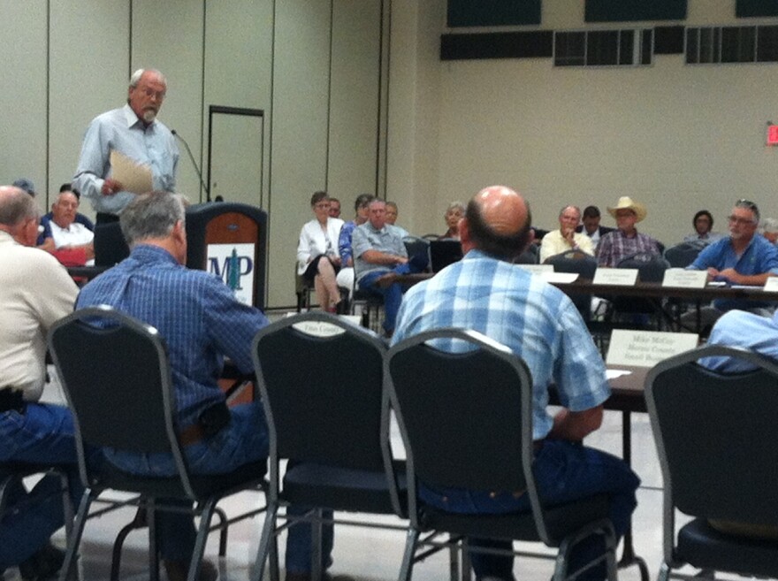 Clarksville City Manager Wayne Dial addresses members of the Texas Water Development Board Region D Planning Group in Mount Pleasant on July 14.