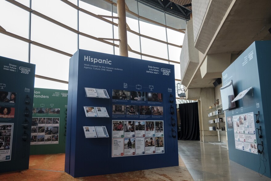 The Census Bureau showcased its Spanish-language posters and commercials for the 2020 census advertising campaign at Arena Stage in Washington, D.C., in January 2020.