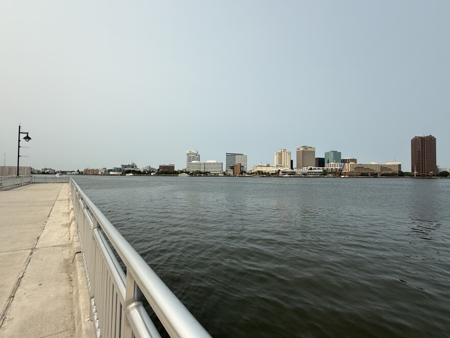 Portsmouth's Crawford Bay site offers a clear view of Norfolk's skyline across the Elizabeth River.