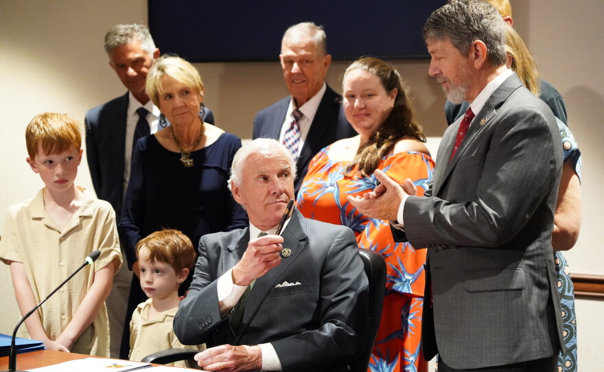Former Spartanburg Republican Sen. Roger Nutt received the Order of the Palmetto from Gov. Henry McMaster on Tuesday, Sept. 8, 2026, at the Spartanburg County Courthouse.