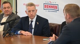 Former Florida House Speaker and current Gubernatorial Candidate Paul Renner participates in a roundtable discussion his campaign hosted at the Wakulla County Chamber of Commerce.