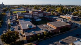 A building shared by Central Visual and Performing Arts High School and Collegiate School of Medicine and Bioscience on Tuesday, Oct. 17, 2023, along Kingshighway Boulevard in Southwest Garden.