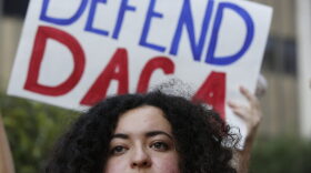 Loyola Marymount University student and DACA recipient Maria Carolina Gomez joins a rally in support of the Deferred Action for Childhood Arrivals, or DACA program outside the Edward Roybal Federal Building in Los Angeles Friday, Sept. 1, 2017. President Donald Trump says he'll be announcing a decision on the fate of hundreds of thousands of young immigrants who were brought into the country illegally as children in the coming days, immigrants he's calling "terrific" and says he loves. (Damian Dovarganes/AP)