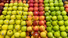 Yellow, red and green apples