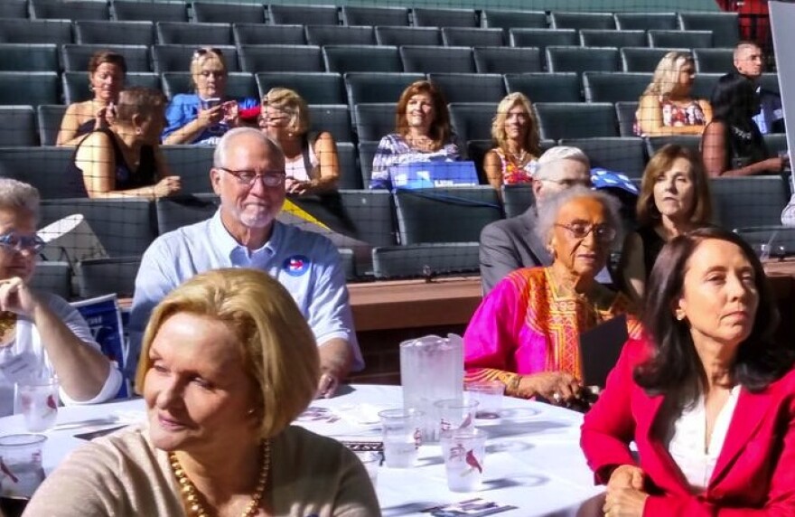 U.S. Sen. Claire McCaskill, left foreground, and attorney Frankie Freeman, second from right, were featured at the Democrats' Truman Dinner.