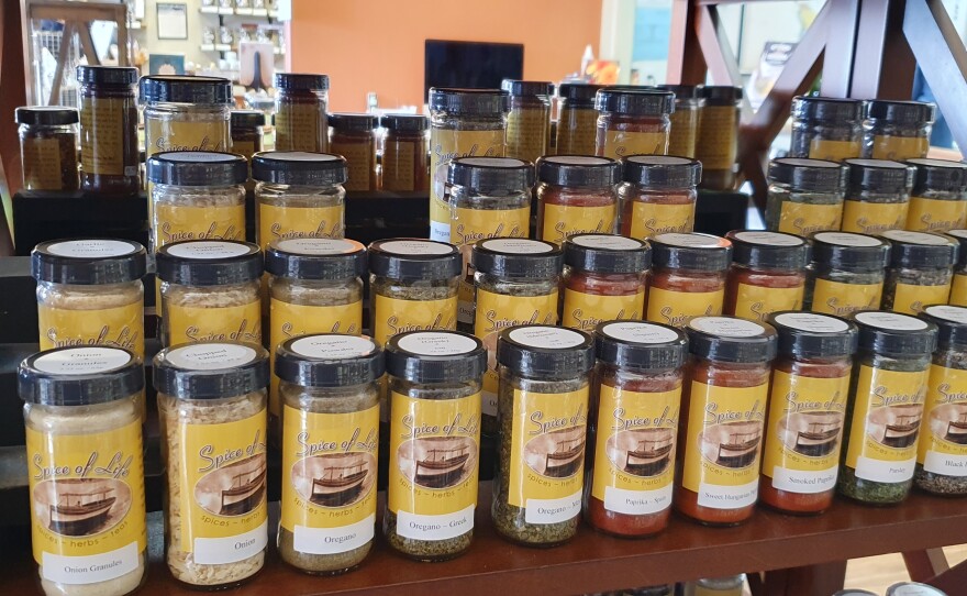 Individual spices on display