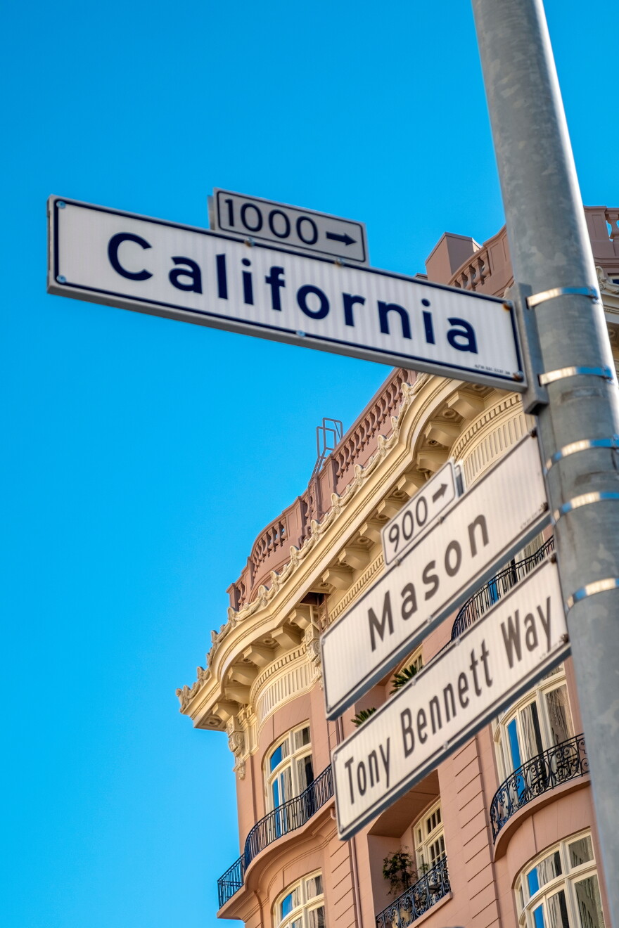 California Street sign, Tony Bennett Way, San Francisco, California