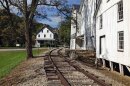 A portion of what was once the Maryland & Pennsylvania Railroad curves around a former sawmill in York County. (Courtesy of the Maryland & Pennsylvania Railroad Preservation Society)