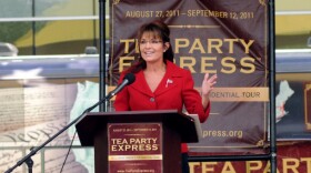 <p>Former Alaska governor Sarah Palin says she will not seek the Republican nomination for the 2012 presidential election. Here, she speaks at a Tea Party Express rally in New Hampshire, Sept. 5, as part of the Reclaiming America bus tour.</p>