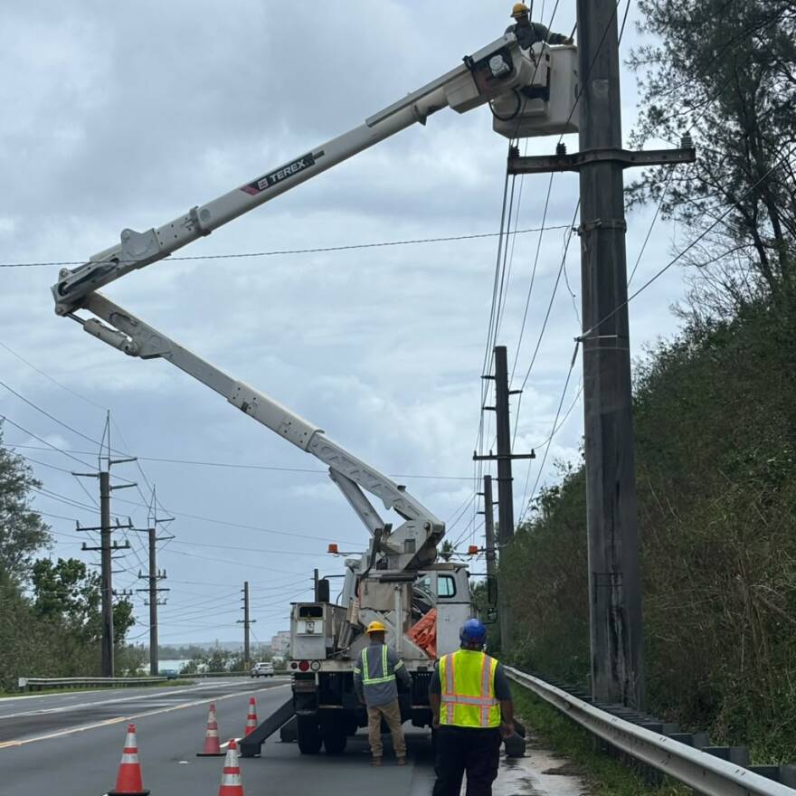 GPA crews work on Route 1 following the passage of Super Typhoon Bavi on July 7, 2026.