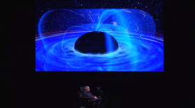Stephen Hawking presenting at the Pacific Science Center in 2012.