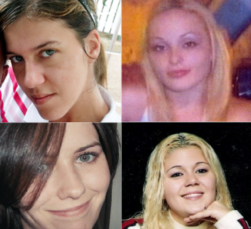 Clockwise from top-left, Gilgo Beach murder victims Amber Lynn Costello, Melissa Barthelemy, Megan Waterman and Maureen Brainard-Barnes.