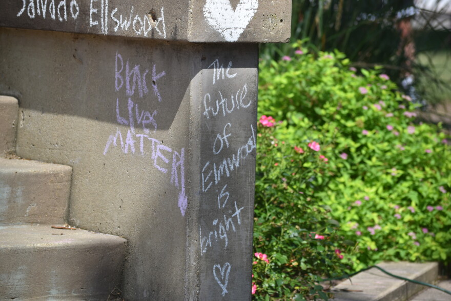 Chalk art was drawn around Elmwood's Central Park on Saturday, July 18, 2020.