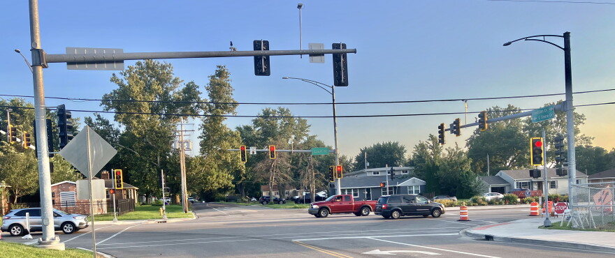 The pedestrian crossing signals at the intersection of Court Street and Stadium Drive next to Pekin Community High School are stuck on "Do Not Cross."