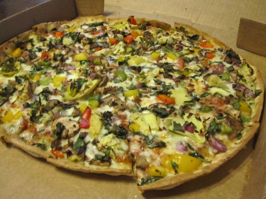 A dressed up pie from NAKEDPizza, a New Orleans-bred company promoting its healthy take on pizza nationally.