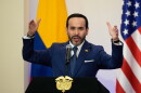 FILE - Colombian President Abelardo De La Espriella speaks during a bilateral agreements signing ceremony with U.S. Secretary of State Marco Rubio in Barranquilla, Colombia, on Sept. 8, 2026.