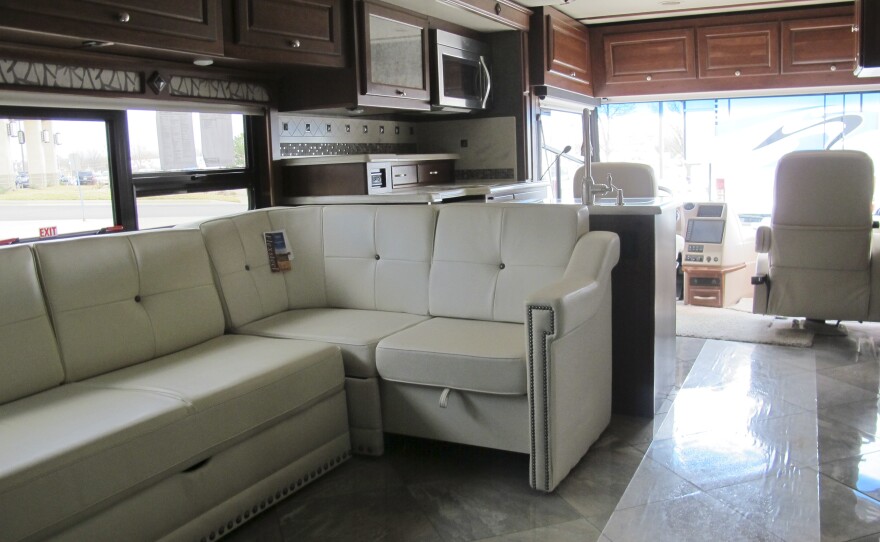 The interior of an RV at the annual RV show in Topeka, Kan.
