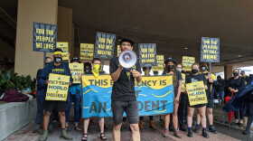  Youth organizers with Sunrise New Orleans launched a 400-mile march outside the Superdome Monday afternoon. 