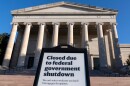 A sign that reads "Closed due to federal government shutdown," is seen outside of the National Gallery of Art on the 6th day of the government shutdown, in Washington, Monday, Oct. 6, 2025.