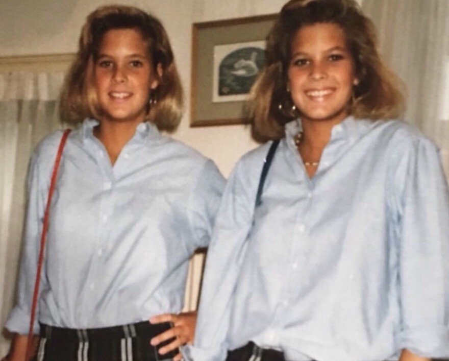 Jennifer Carrieri (L) and her sister, Jody LeCornu, sport matching outfits.