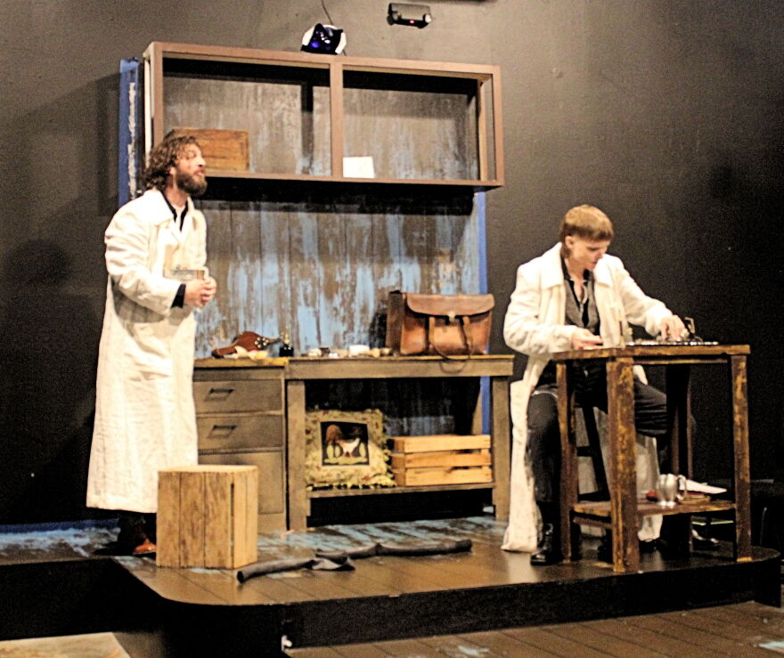 Ben Williamson and Amber McNew as Cornelius and Elisha Gray in 'Ahoy-Hoy.'