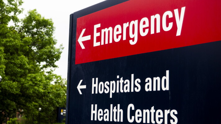 Emergency sign pointing to the University of Michigan emergency room on May 27, 2025.